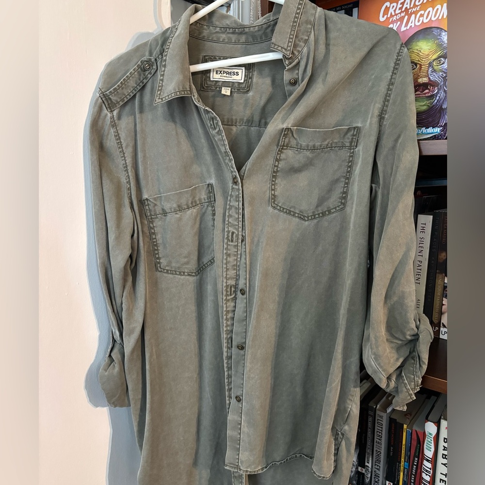 Express Khaki Button-Up Shirt